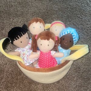 Snuggle Stuffs Basket of Buddies 8" Plush Diversity Dolls - Set of 5